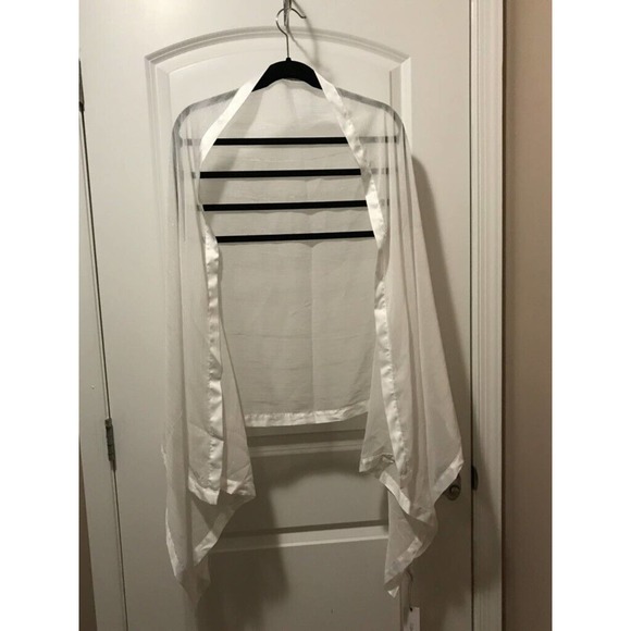 Calvin Klein Sheer & Satiny Scarf, Off-white metallic pinstripe, Rectangular - Picture 1 of 9